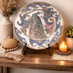 Vintage handmade Elegant Peacock Decorative Plate